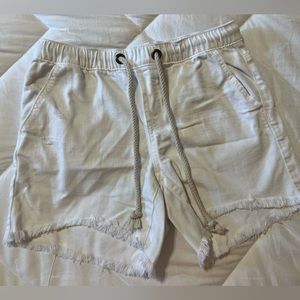 Aerie XS drawstring waist cutoff white denim shorts.